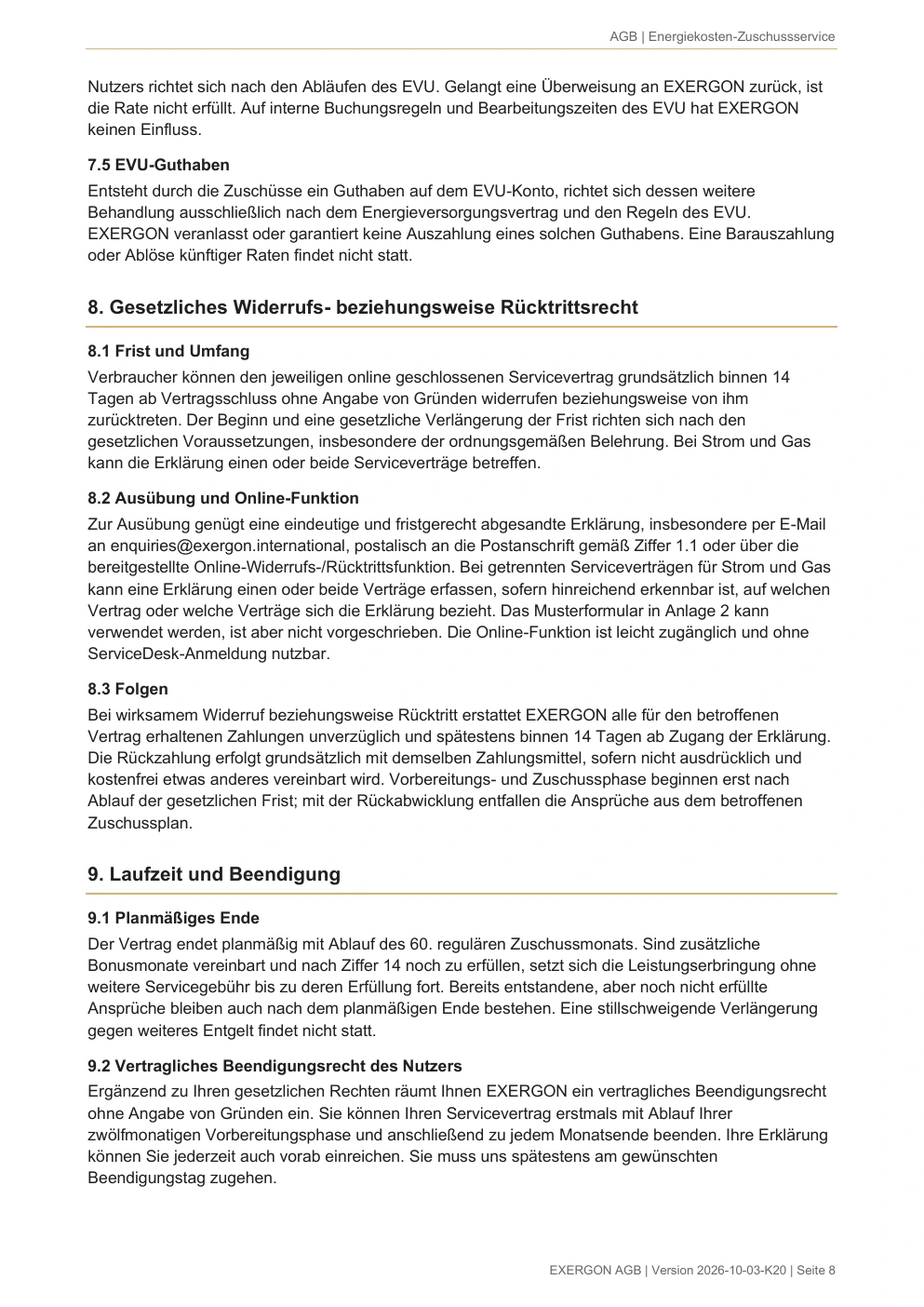EXERGON Nutzungsbedingungen - Seite 8 von 17