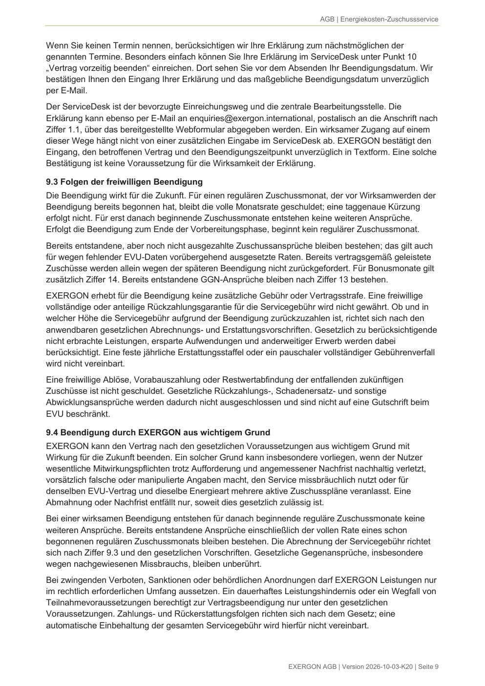 EXERGON Nutzungsbedingungen - Seite 9 von 17