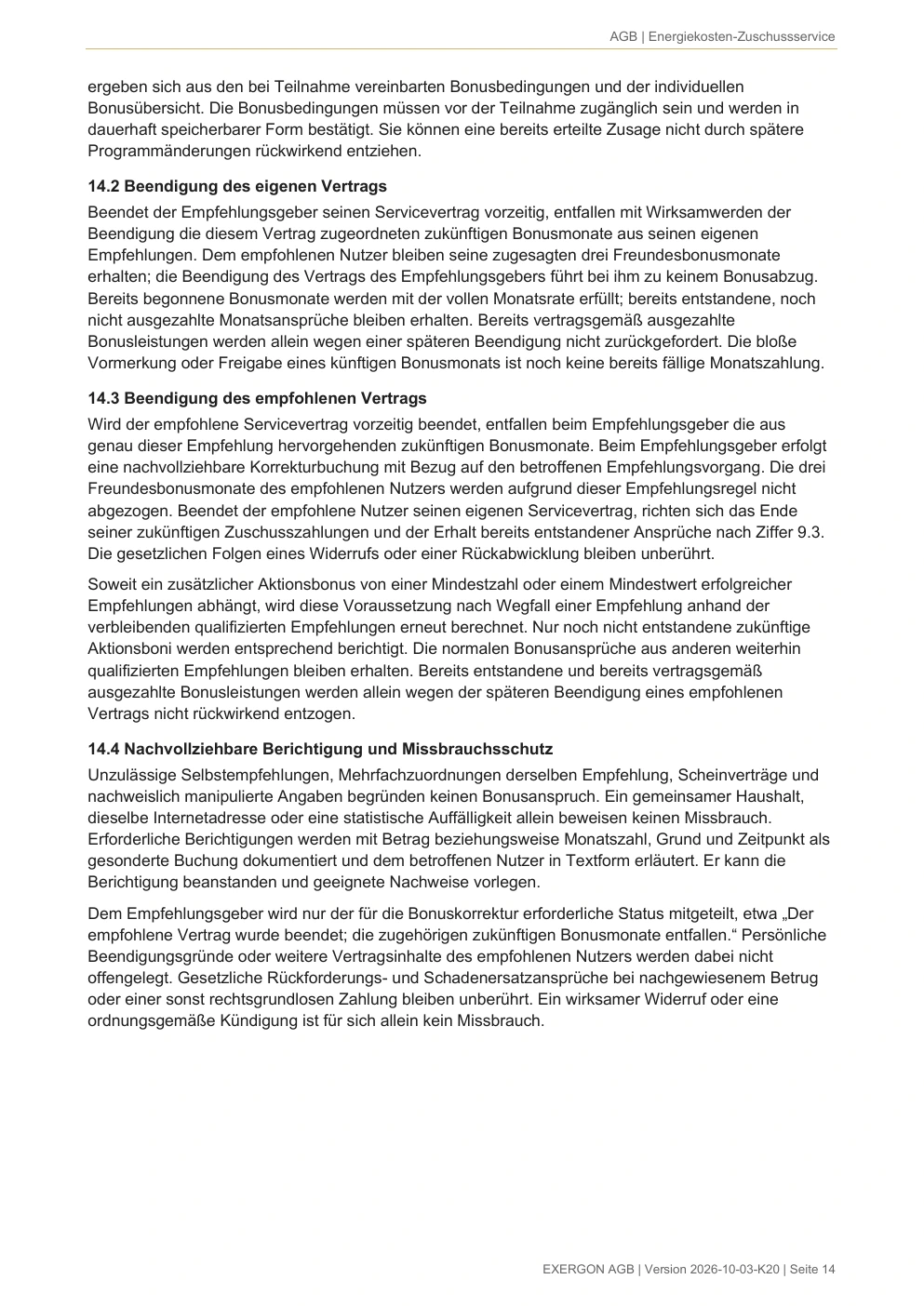 EXERGON Nutzungsbedingungen - Seite 14 von 17